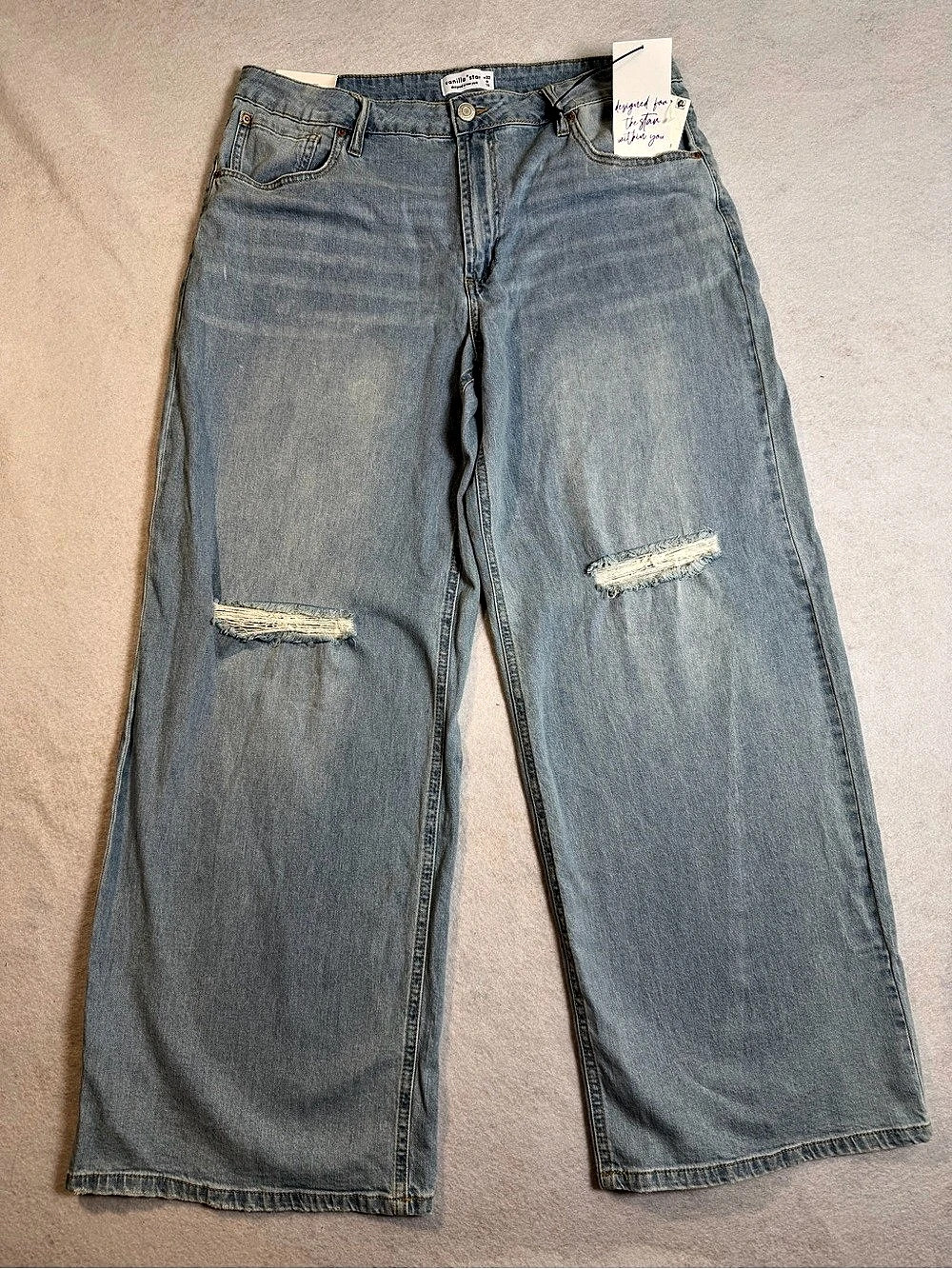 Vanilla Star Comfy Jean Baggy Jean Baggy Jeans Wide Leg Blue Waist 32 NWT